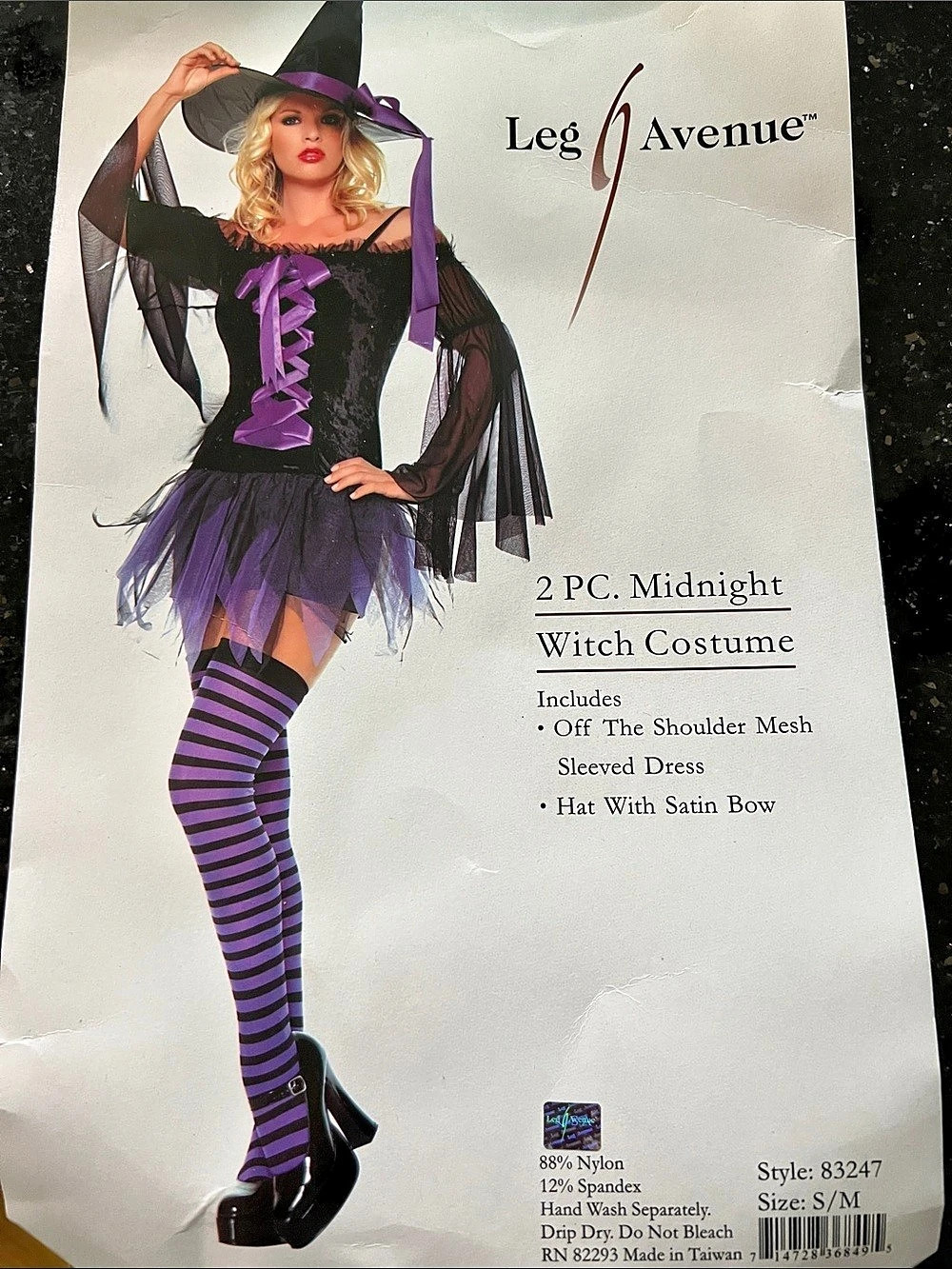 Leg Avenue Midnight Witch Halloween Costume Black & Purple S/M 2-8